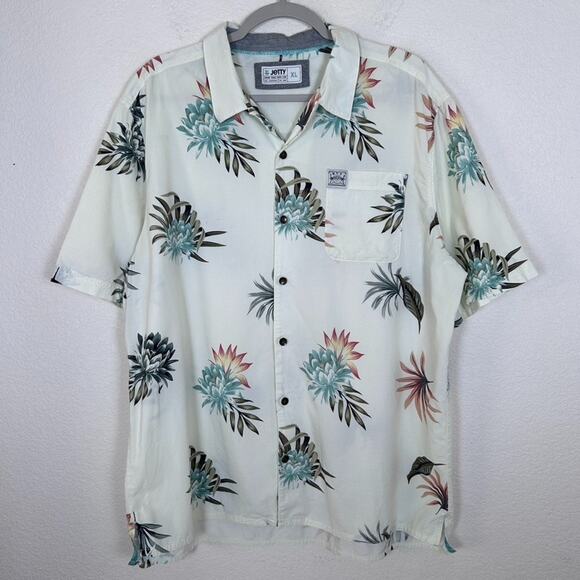 jetty mens xl Dockside Party cotton/viscose floral Hawaiian Style buttonup shirt - Picture 2 of 9
